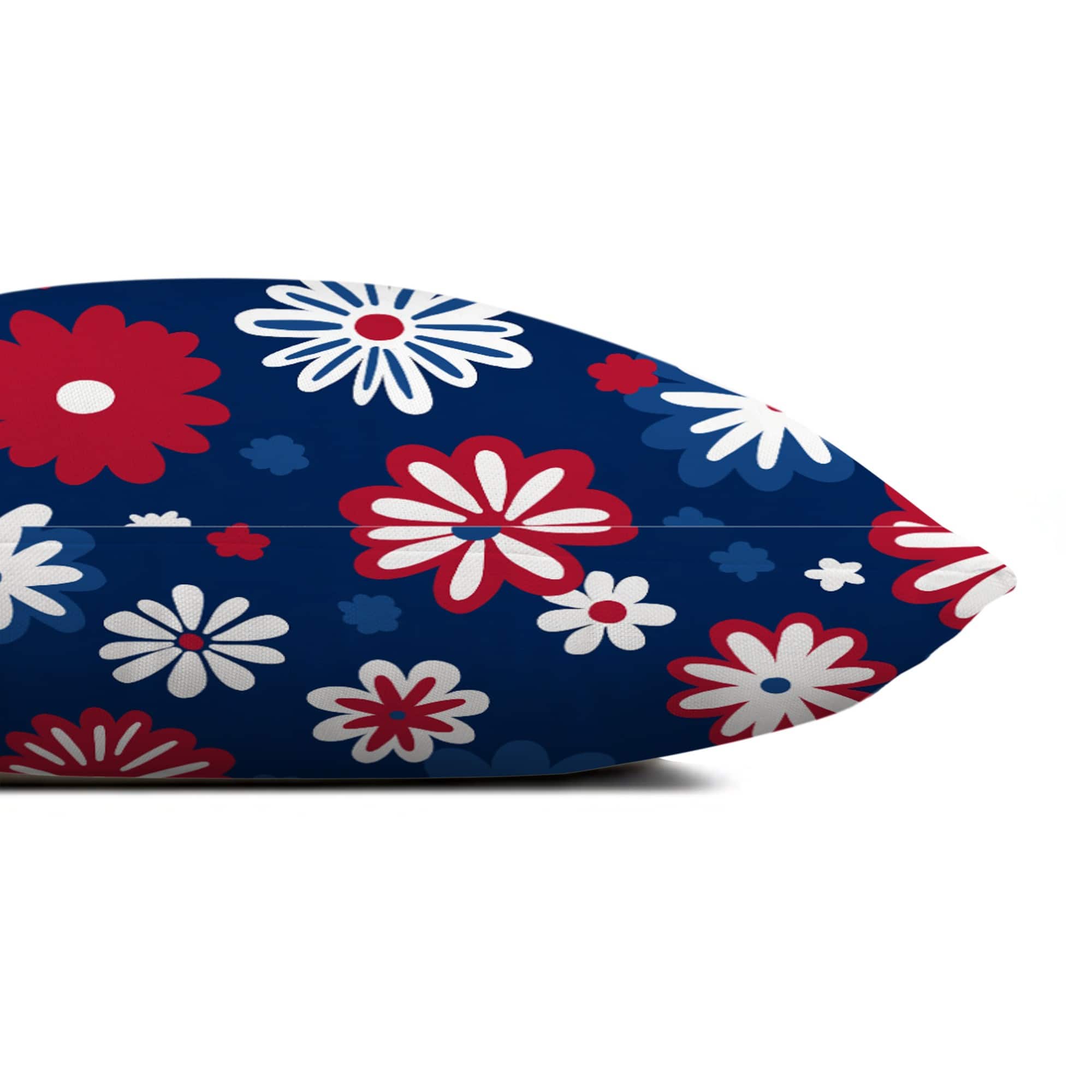 18" Patriotic Flower Doodle Indoor Outdoor Pillow